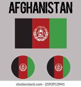 Afghanistan National Flag - Official vector illustration of the Afghanistan national flag. Ideal for projects celebrating Afghan culture, heritage, and national pride