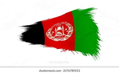 Afghanistan National Flag with Textured Brush Strokes. Artistic Brush Stroke Design.