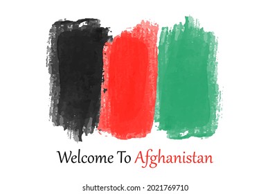 Afghanistan National Flag In Watercolor Style