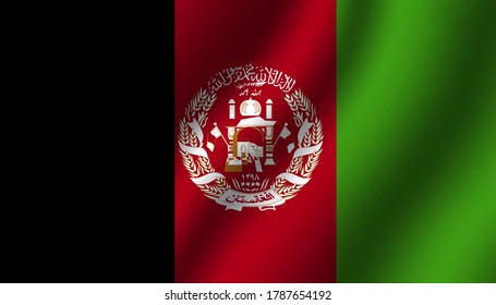 afghanistan national wavy flag vector illustration. textile fabric close up mode