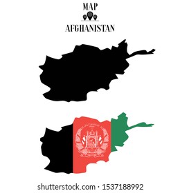 Afghanistan outline world map silhouette vector illustration, creative design background, national flag of country, from countries of all continents perfect set. 