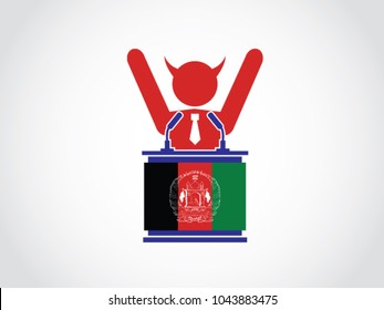 Afghanistan Podium Evil Celebrate People Businessman Speech