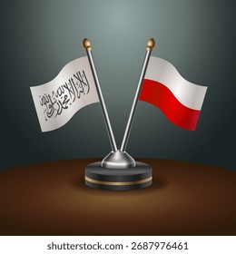 Afghanistan and Poland table flags relation  with gradient backgrund. Vector Illustration