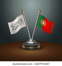 La tabla de Afganistán y Portugal marca la relación con el fondo de gradiente. Ilustración vectorial