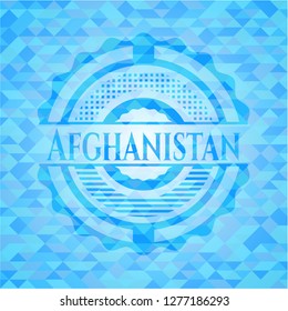 Afghanistan realistic light blue emblem. Mosaic background