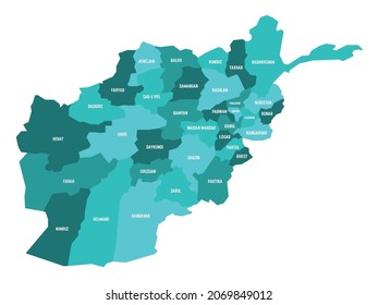 Afghanistan - regional map of provinces