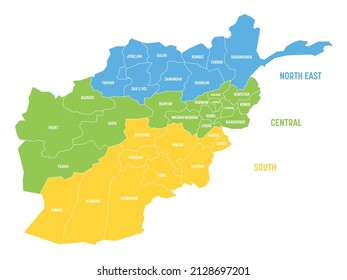 Afghanistan - regional map of provinces