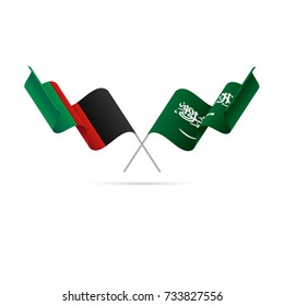 Afghanistan and Saudi Arabia flags. Vector illustration.