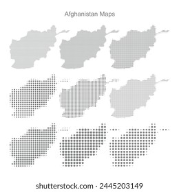 Afghanistan  Set of Dotted Map Vector Illustrator 