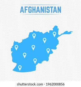 Afghanistan Simple Map With Map Icons