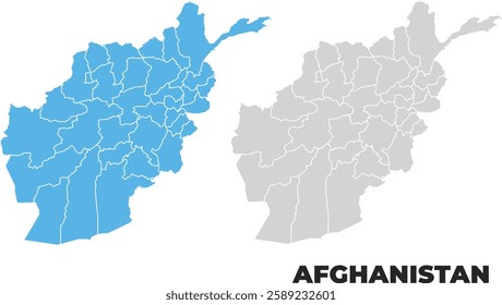 Afghanistan simple maps flat illustration