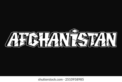 Afganistán - letras de una sola palabra, estilo graffiti. Logotipo dibujado a mano de Vector. Camiseta divertida de la impresión del estilo del graffiti de Afganistán, moda, concepto del cartel