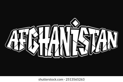 Afganistán - letras de una sola palabra, estilo graffiti. Logotipo dibujado a mano de Vector. Camiseta divertida de la impresión del estilo del graffiti de Afganistán, moda, concepto del cartel