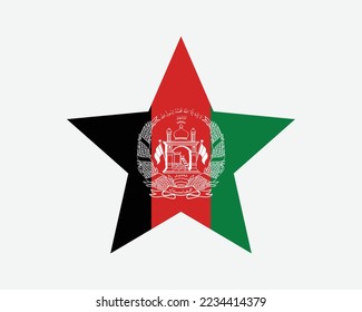 Afghanistan Star Flag. Afghan Star Shape Flag. Islamic Republic of Afghanistan Country National Banner Icon Symbol Vector 2D Flat Artwork Graphic Illustration svg