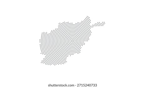Afghanistan Stylized halftone dot map with concentric circular pattern