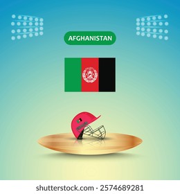 Afghanistan team helmet cricket, Afghanistan flag, helmet vector, stadium light, abstract background