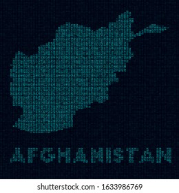 Afghanistan tech map. Country symbol in digital style. Cyber map of Afghanistan with country name. Awesome vector illustration.