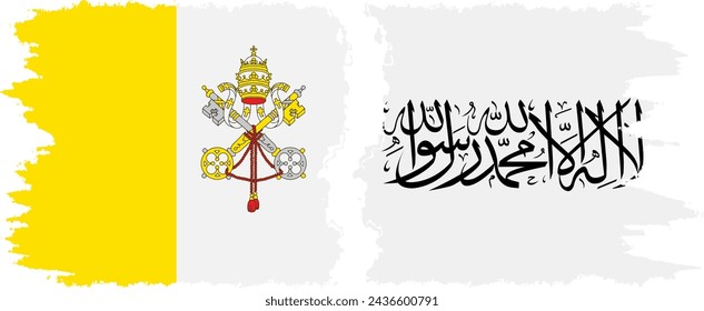 Afghanistan and Vatican grunge flags connection, vector