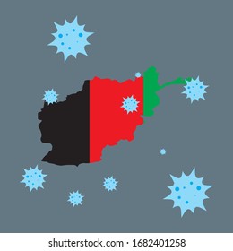 afghanistan vector graphics map and corona virus