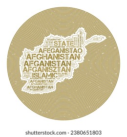 Afghanistan Vector Image. Country round logo design. Afghanistan poster in circular arcs and word cloud style. Elegant vector illustration.