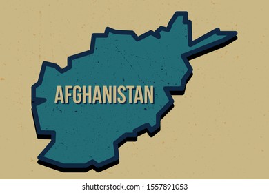 Afghanistan vector map, country illustration with name, vintage postcard