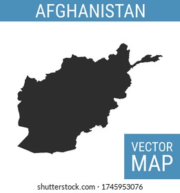 Afghanistan vector map with country name, black on white background.