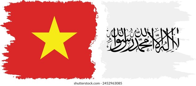 Afghanistan and Vietnam grunge flags connection, vector