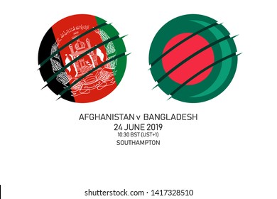 Afghanistan vs Bangladesh, 2019 Cricket Match, Vector illustration 