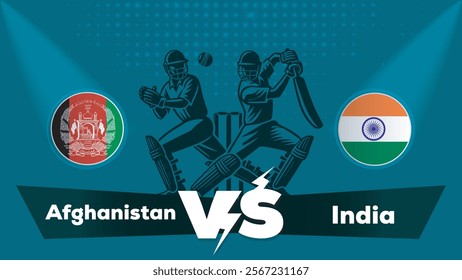 Afghanistan Vs India , India VS Afghanistan cricket match , Cricket match concept with creative illustration.eps