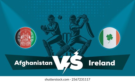 Afghanistan VS Ireland Match , Ireland Vs Afghanistan cricket match , Cricket match concept with creative illustration.eps