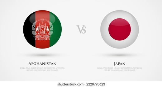 Afghanistan vs Japan country flags template. The concept for game, competition, relations, friendship, cooperation, versus.