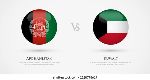 Afghanistan vs Kuwait country flags template. The concept for game, competition, relations, friendship, cooperation, versus.