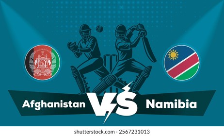 Afghanistan VS Namibia Match , Namibia Vs Afghanistan cricket match , Cricket match concept with creative illustration.eps