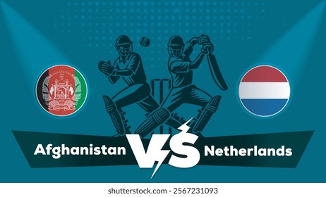 Afghanistan VS Netherlands , Netherlands Vs Afghanistan cricket match , Cricket match concept with creative illustration.eps