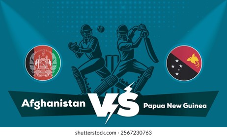 Afghanistan VS Papua New Guinea Match , Papua New Guinea Vs Afghanistan cricket match , Cricket match concept with creative illustration.eps