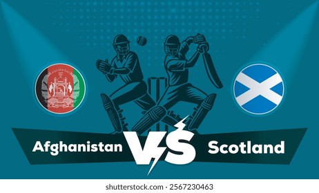 Afghanistan VS Scotland , Scotland Vs Afghanistan  cricket match , Cricket match concept with creative illustration.eps