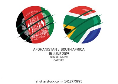 Afghanistan vs South Africa, 2019 Cricket Match, Vector illustration
