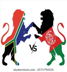 Afghanistan VS South Africa , cricket match concept. with rival flags of both teams in circular shape isolated on blue background.with editable match concept. with rival flags  EPS 10 file. AFG vs SA.