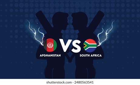 Afghanistan vs South Africa Match , South Africa vs Afghanistan  cricket match ,Cricket match concept with creative illustration