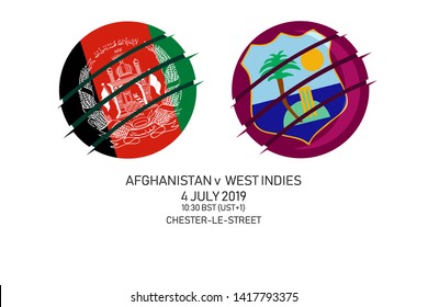 Afghanistan vs West Indies, 2019 Cricket Match, Vector illustration 