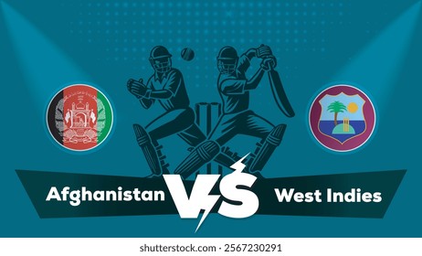 Afghanistan VS West Indies Match , West Indies Vs Afghanistan cricket match , Cricket match concept with creative illustration.eps