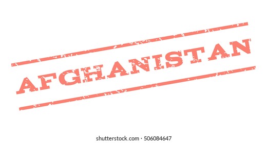 Afghanistan watermark stamp. Text Caption between parallel lines with grunge design style. Rubber seal stamp with unclean texture. Vector salmon color ink imprint on a white background.