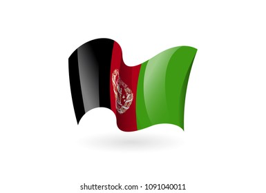 Afghanistan waving flag vector icon, national symbol. Flag of Afghanistan, fluttered in the wind - vector illustration isolated on white background.