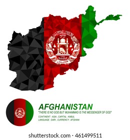 Afghanistani flag overlay on Afghanistani map with polygonal style.(EPS10 art vector)