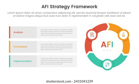 Plantilla de etapa de 3 puntos con forma circular de ciclo de volante y forma de flecha para la presentación de diapositivas