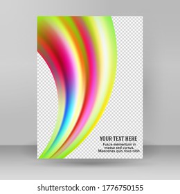 Afiche moderno de flujo colorido. Forma líquida ondulada en color arcoiris que refleja el fondo de la bengala. Diseño artístico para su proyecto de diseño. Ilustración vectorial EPS10 o distribución d