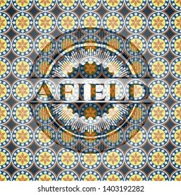 Afield arabic badge. Arabesque decoration.