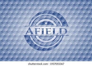 Afield blue hexagon badge. Vector Illustration. Detailed. 