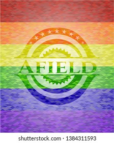 Afield emblem on mosaic background with the colors of the LGBT flag