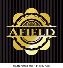 Afield golden badge or emblem. Vector Illustration. Detailed.